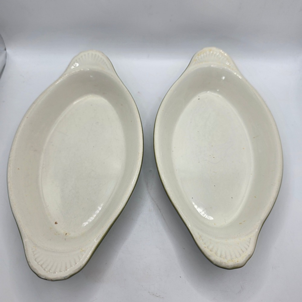 Vintage Brandware OAG-12-WG 12 Oz Oval Au Gratin Baking Dishes Green Pair